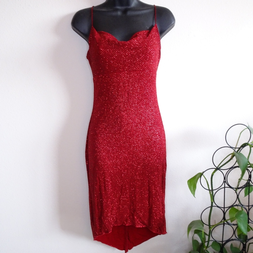 Wet Seal Sparkling Red High Low Cocktail Dress Size Small